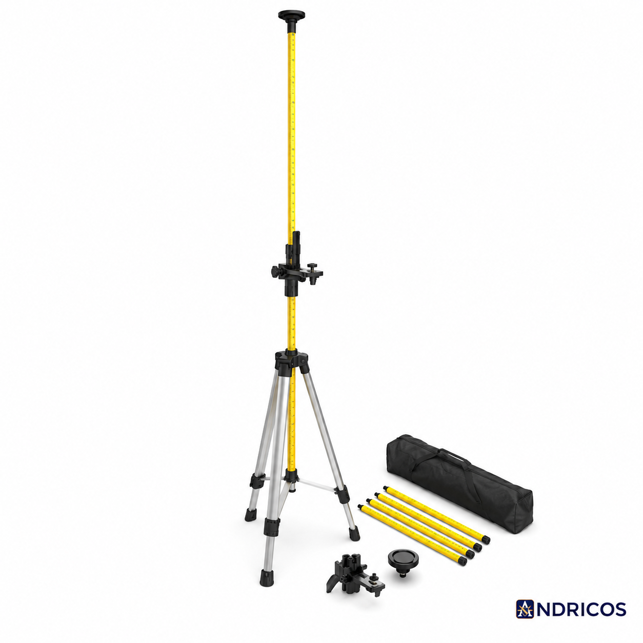 ANDRICOS Laser Mounting Pole System — Huepar LP36A 3.7M Telescoping Laser Tripod with 1/4"-20 Mount, 5/8"-11 Adapter, Adjustable Bracket & Carry Bag