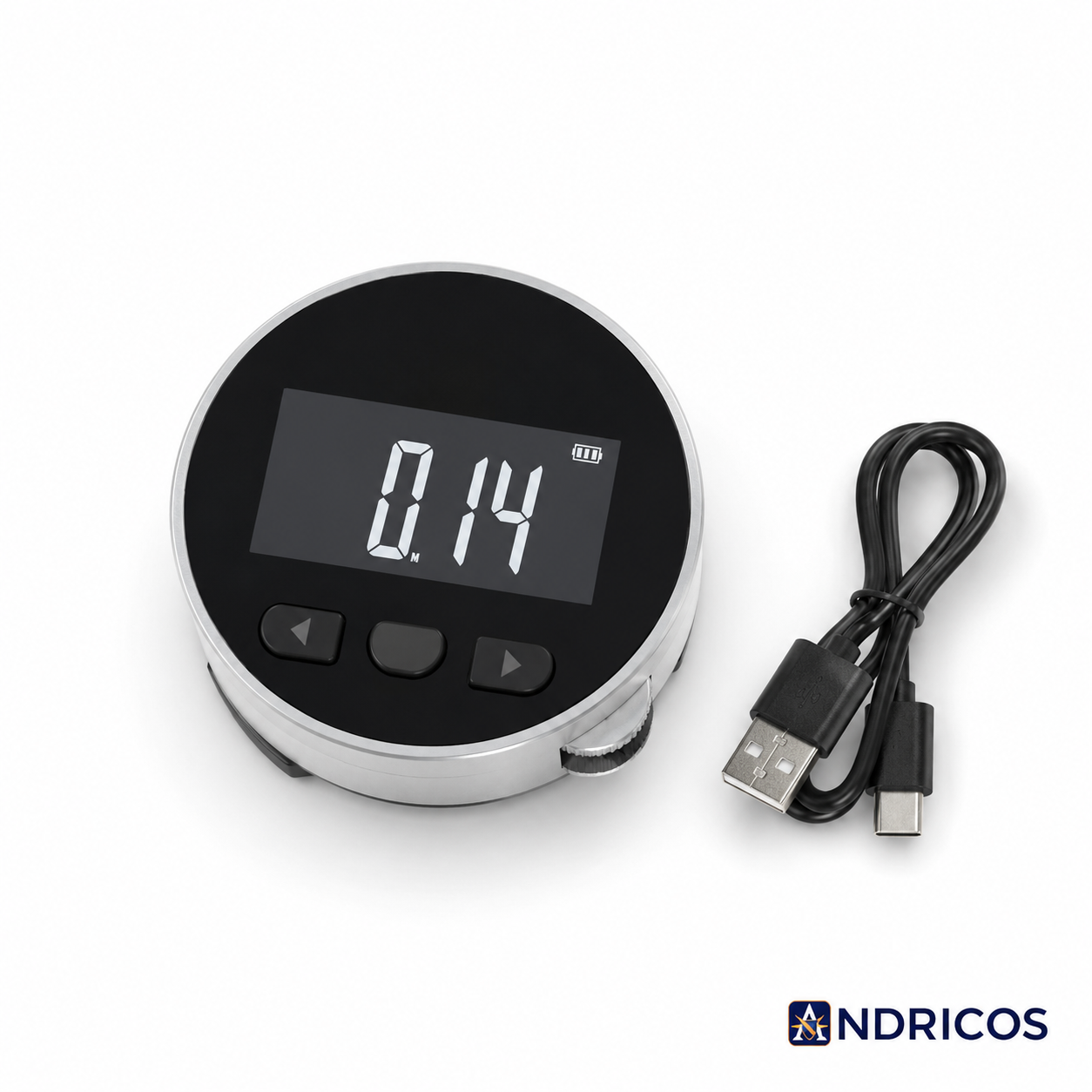 ANDRICOS Digital Rolling Tape Measure — Aramox Rechargeable Electronic Roller Ruler with LCD Display, 199.999M Range, Type-C Charging & Curve Measurement