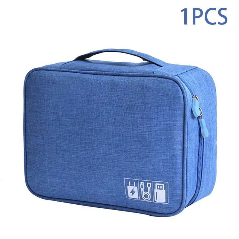 ANDRICOS Portable Tech Cable Organiser — Oxford Travel Storage Bag for USB Cables, Chargers, Plugs, Adapters & Digital Accessories