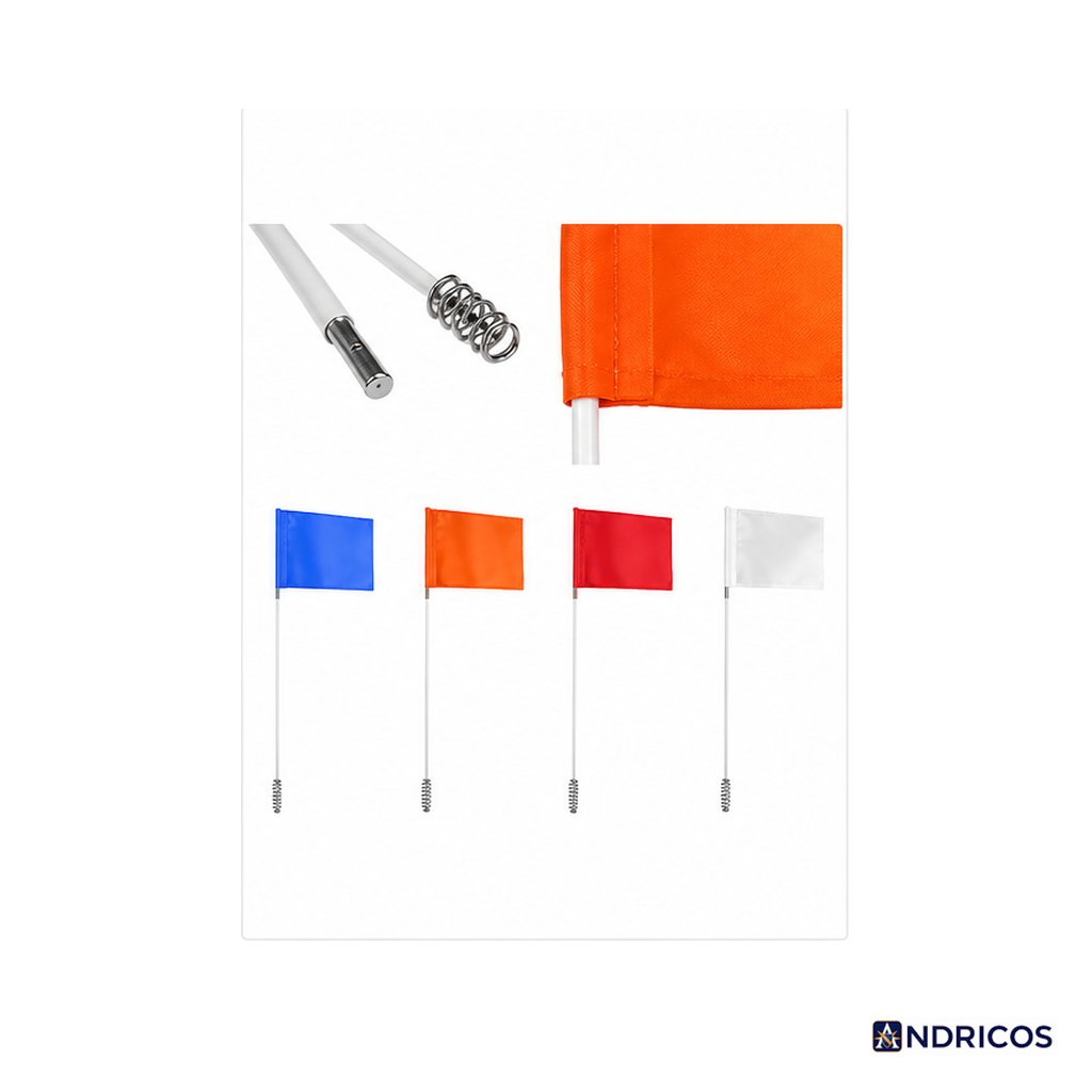ANDRICOS Field Marker Flags — 50 PCS PVC Landmark Flags with Steel Wire Poles for Survey Layout, Site Marking, Positioning & Field Recording