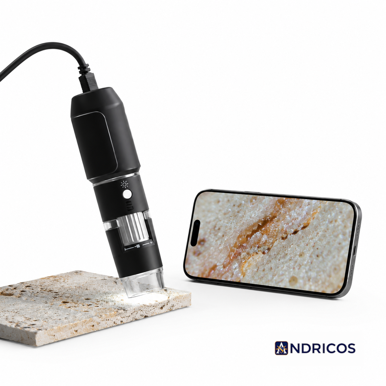 ANDRICOS Wireless Inspection Microscope — Dodosee XW1 50X-1600X WiFi Digital Microscope with 2MP Lens, 8 Adjustable LEDs, Type-C Charging & Phone/Tablet Support