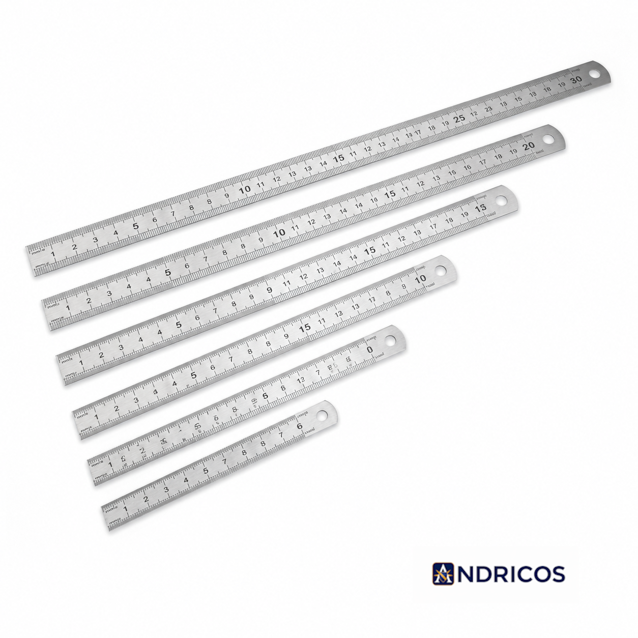 ANDRICOS Stainless Steel Measuring Ruler — 150/200/300/400/500mm Metal Straight Edge with Centimetre & Millimetre Markings for Field Recording, Craft & Technical Layout