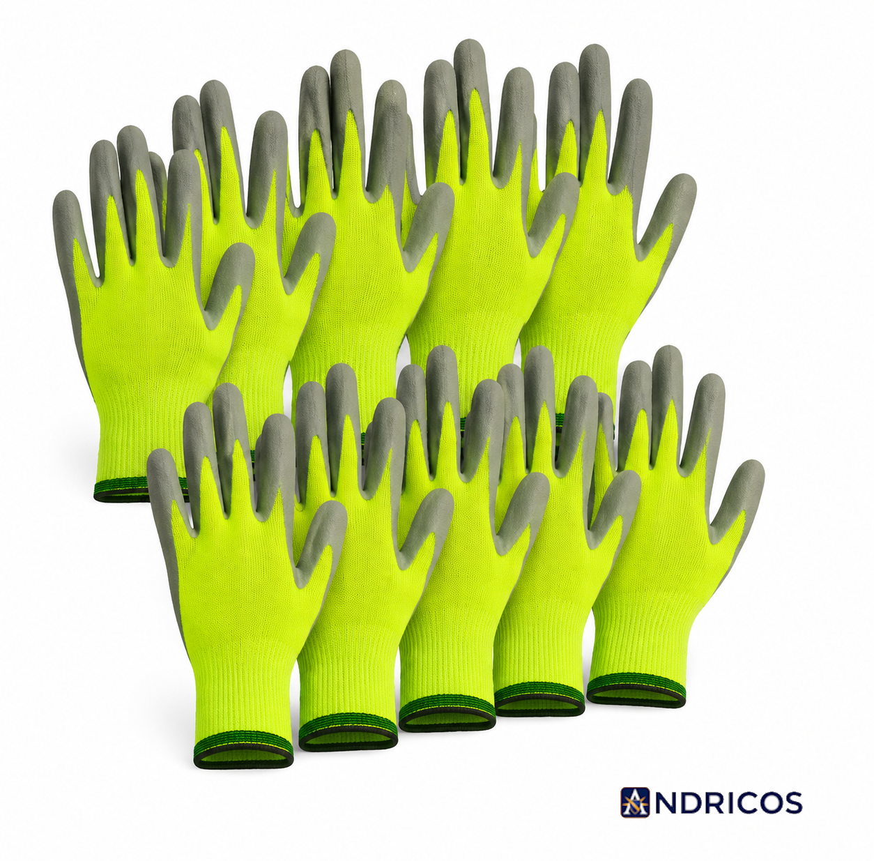 ANDRICOS Field Work Gloves — N618 Nylon Nitrile-Dipped Handling Gloves with Anti-Slip Grip, Breathable Fit & Wear-Resistant Coating