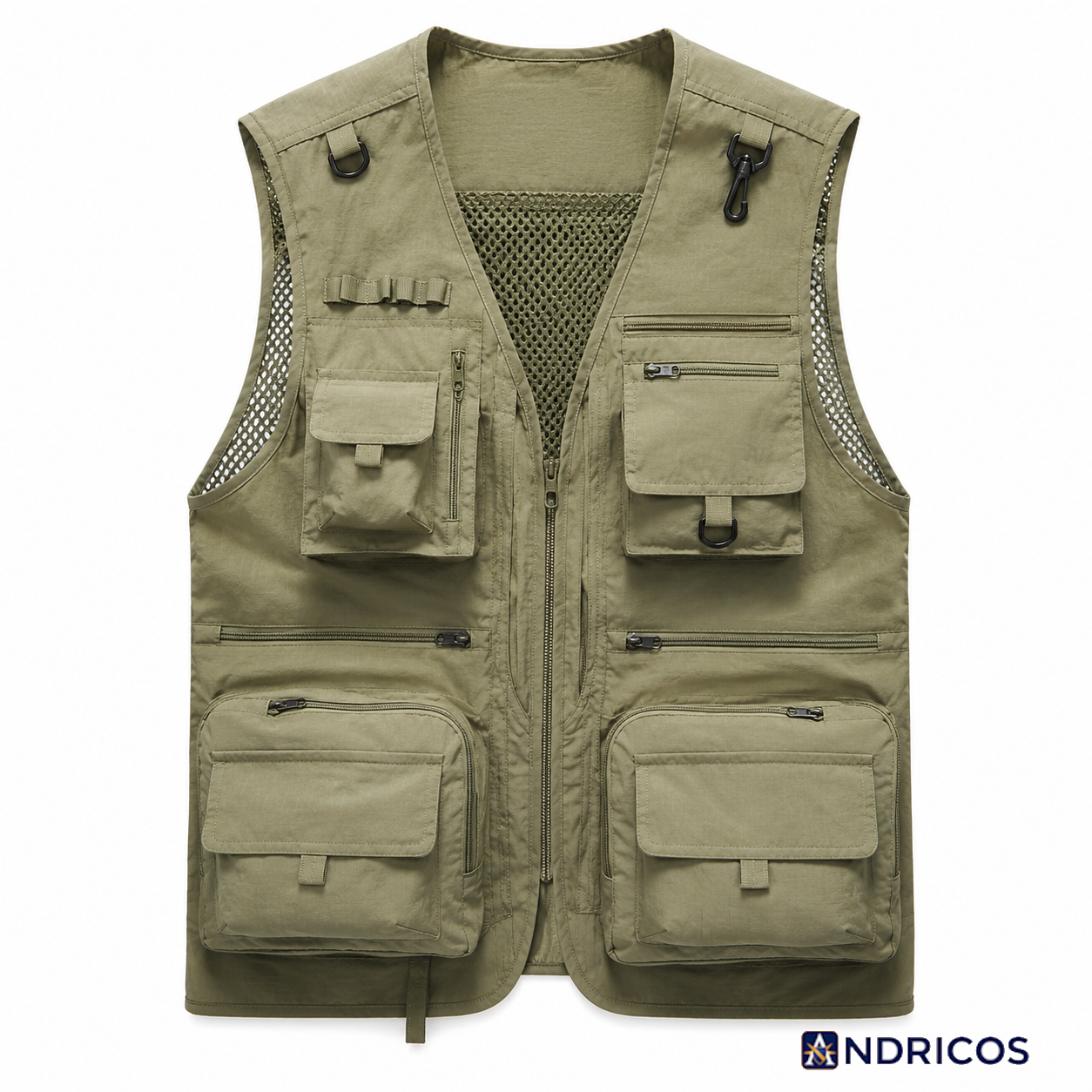ANDRICOS Field Utility Vest — RONGKUN 14-Pocket Lightweight Mesh Sleeveless Workwear Vest for Photography, Fieldwork, Travel & Outdoor Carry