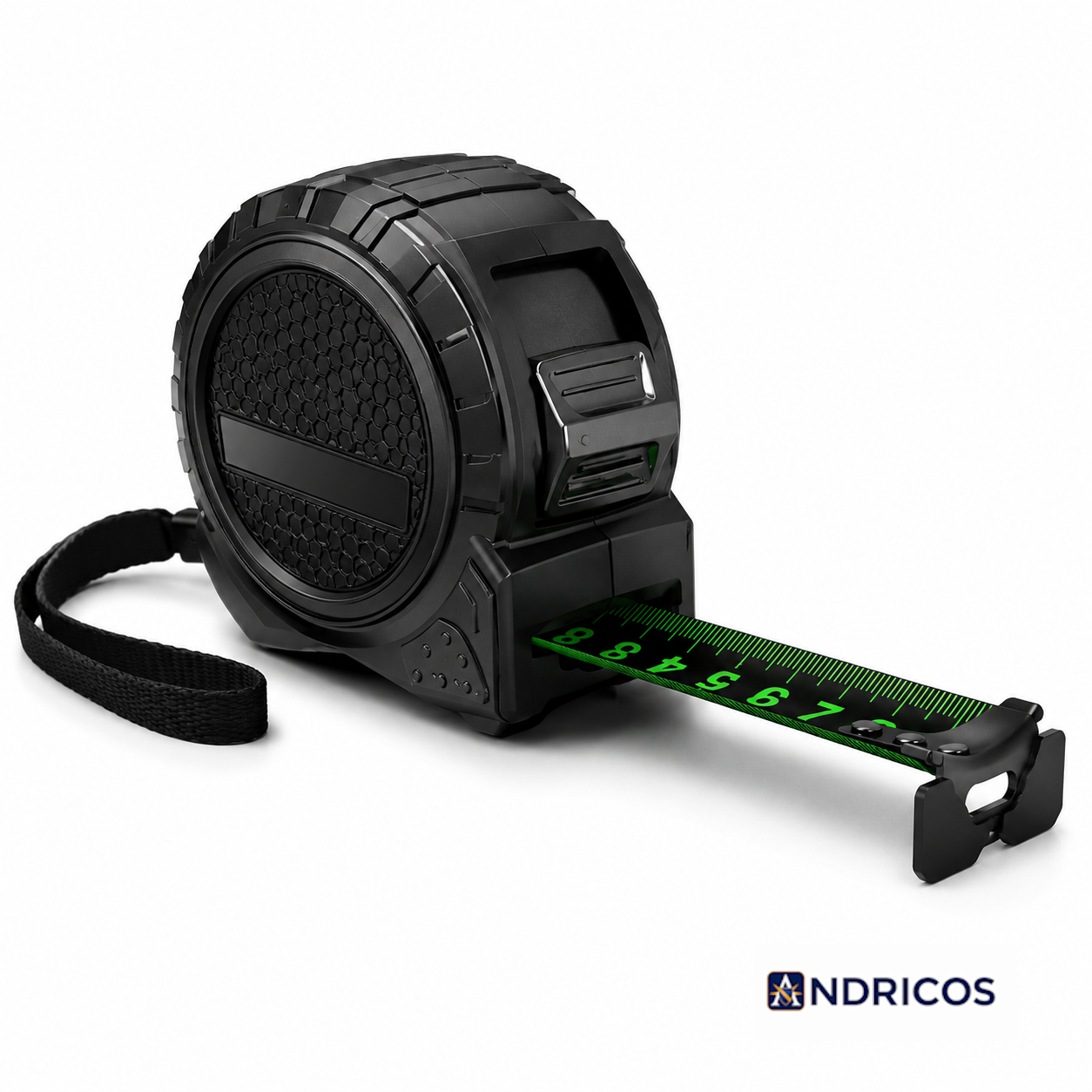 ANDRICOS Self-Locking Steel Tape Measure — 5M/7.5M/10M Metric Measuring Tape with Fluorescent Scale, ABS Shell, Metal Clip & Portable Field Design