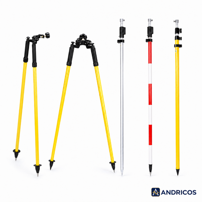 ANDRICOS Survey Pole Support Holder — Aluminium Two-Leg / Three-Leg Support for RTK, GPS, Prism Rods & Field Measuring Poles