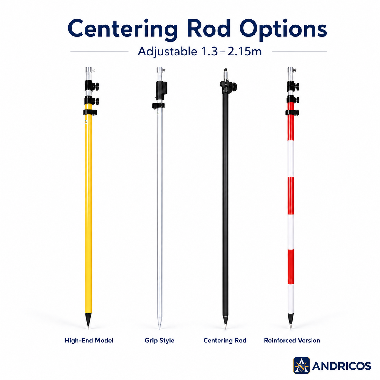 ANDRICOS Survey Pole Support Holder — Aluminium Two-Leg / Three-Leg Support for RTK, GPS, Prism Rods & Field Measuring Poles