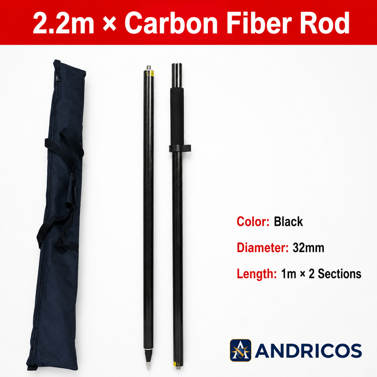 ANDRICOS Survey Pole Support Holder — Aluminium Two-Leg / Three-Leg Support for RTK, GPS, Prism Rods & Field Measuring Poles