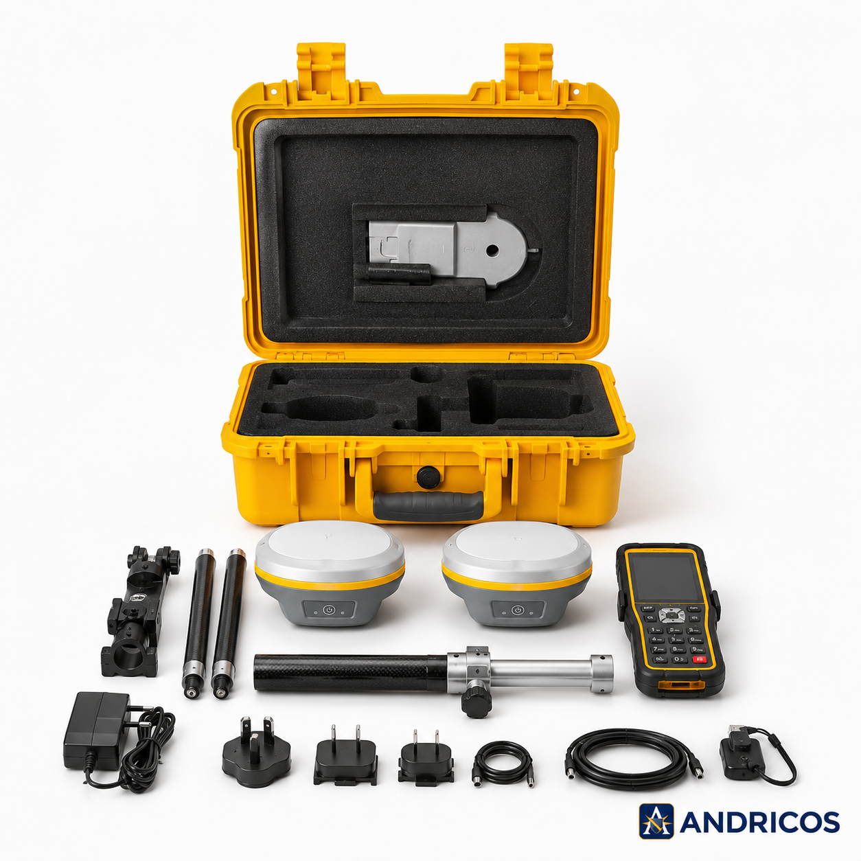 ANDRICOS Sino T10 PLUS RTK GNSS Receiver — 1590-Channel IMU Land Survey System with Base & Rover Support, IP67 Housing, 4G, WiFi, Bluetooth & High-Precision Mapping Workflow