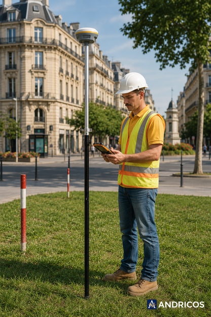 ANDRICOS Sino T10 PLUS RTK GNSS Receiver — 1590-Channel IMU Land Survey System with Base & Rover Support, IP67 Housing, 4G, WiFi, Bluetooth & High-Precision Mapping Workflow