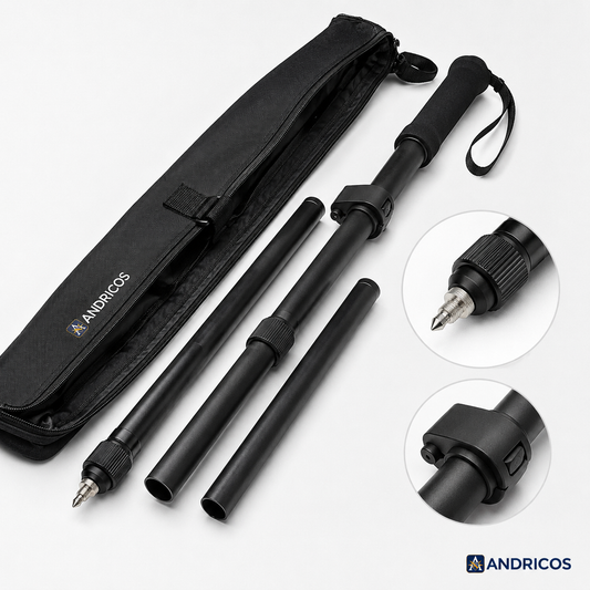 ANDRICOS Telescopic RTK Survey Pole — 47–150cm Lightweight Aluminium Alloy GNSS/GPS Centering Rod for Field Positioning & Survey Accessories