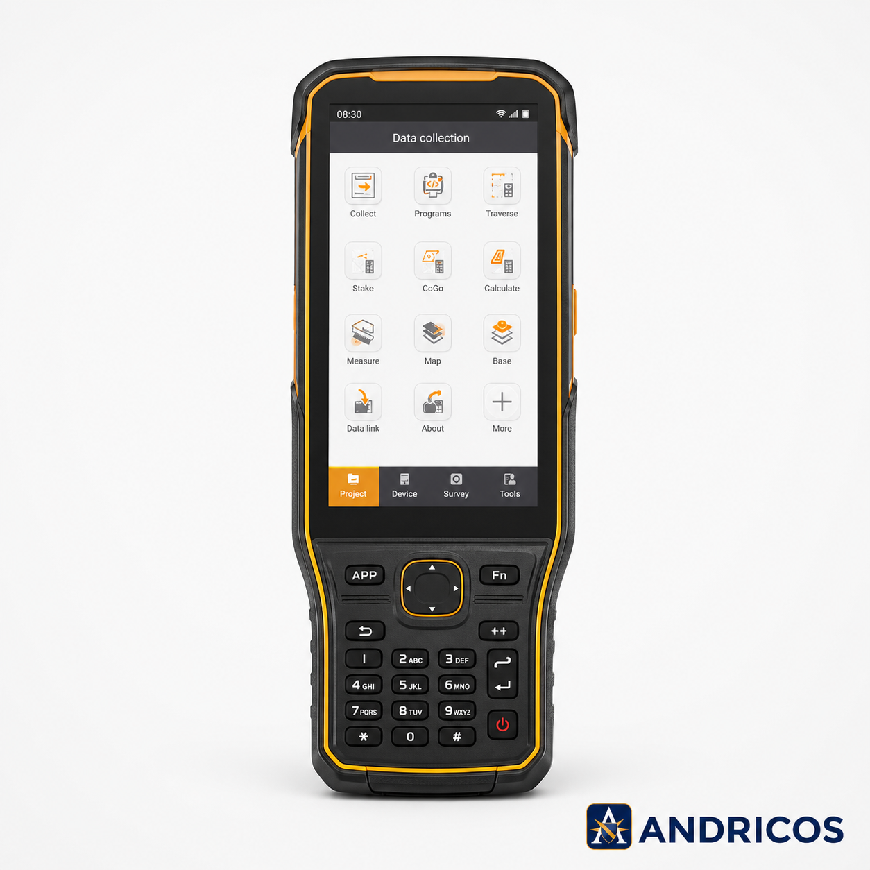 ANDRICOS Android Survey Data Collector — LandStar8 Field Surveying Software Workflow with HCE600 Support, IP67 Handheld Hardware Specs, Bluetooth, NFC, WiFi & GNSS RTK Data Collection