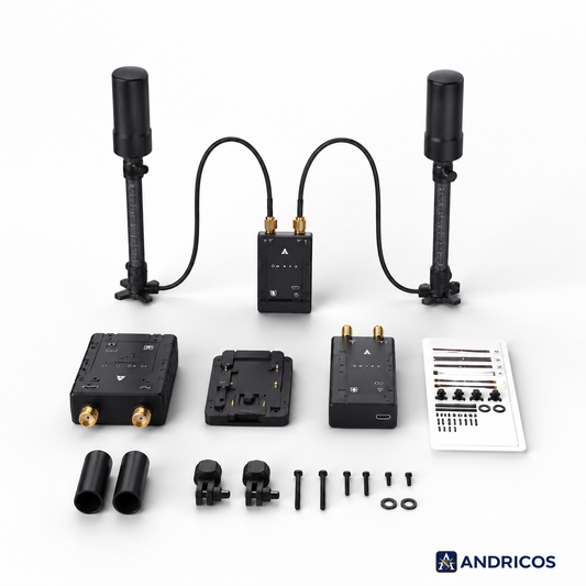 ANDRICOS Dual-Antenna RTK GNSS Module — Holybro H-RTK Unicore UM982 with Moving Baseline Yaw, Helical Antennas, USB-C, JST-GH Cables & Autopilot Integration