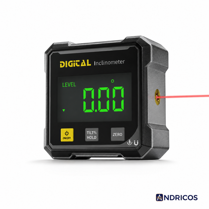 ANDRICOS Digital Angle Gauge — 2-Side Magnetic Laser Electronic Protractor, Inclinometer & Slope Measuring Tool