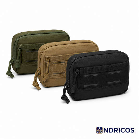 ANDRICOS Compact Field Utility Pouch — MOLLE Admin Bag with Nylon Build, Internal Organiser, Reflective Detail & Field Carry System
