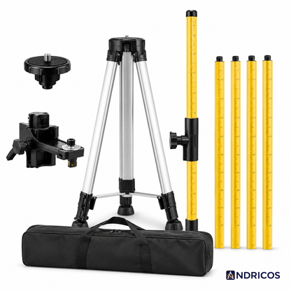 ANDRICOS Laser Mounting Pole System — Huepar LP36A 3.7M Telescoping Laser Tripod with 1/4"-20 Mount, 5/8"-11 Adapter, Adjustable Bracket & Carry Bag