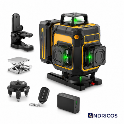 ANDRICOS 4D Laser Level Kit — CONENTOOL 16-Line Green Self-Leveling Laser with Tripod, 360° Rotation, Remote Control, 2 Batteries & Mounting Accessories