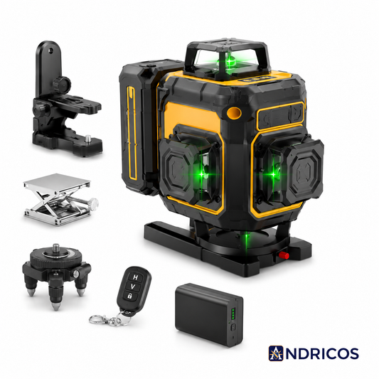 ANDRICOS 4D Laser Level Kit — CONENTOOL 16-Line Green Self-Leveling Laser with Tripod, 360° Rotation, Remote Control, 2 Batteries & Mounting Accessories