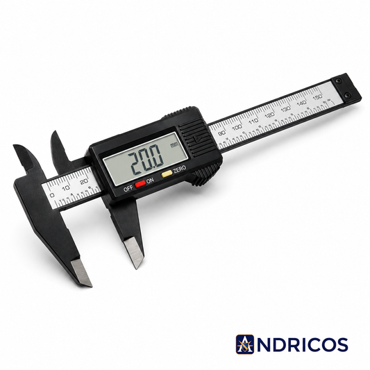 ANDRICOS Digital Measuring Caliper — 100mm/150mm Electronic Plastic Vernier Gauge with LCD Display, Zero Setting & Internal/External Measurement