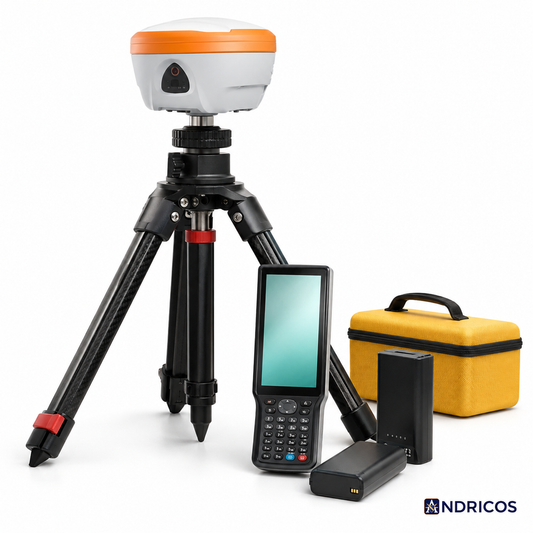 ANDRICOS Laser RTK GNSS Receiver — Multi-Frequency Dual Camera GIS Mapping Receiver with IP68 Rating, Tilt Correction, 4G/WiFi/Bluetooth & Centimetre-Level Positioning