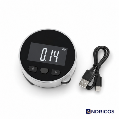 ANDRICOS Digital Rolling Tape Measure — Aramox Rechargeable Electronic Roller Ruler with LCD Display, 199.999M Range, Type-C Charging & Curve Measurement