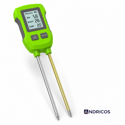 ANDRICOS Digital Soil Tester — INSOMA 3-in-1 LCD Soil Meter for pH, Moisture & Temperature with Backlight for Field, Garden & Environmental Checks