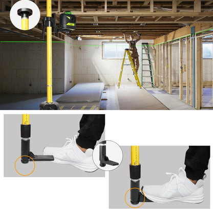 ANDRICOS Laser Mounting Pole System — Huepar LP36A 3.7M Telescoping Laser Tripod with 1/4"-20 Mount, 5/8"-11 Adapter, Adjustable Bracket & Carry Bag