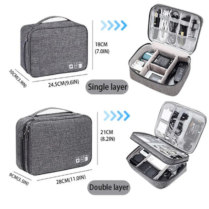 ANDRICOS Portable Tech Cable Organiser — Oxford Travel Storage Bag for USB Cables, Chargers, Plugs, Adapters & Digital Accessories