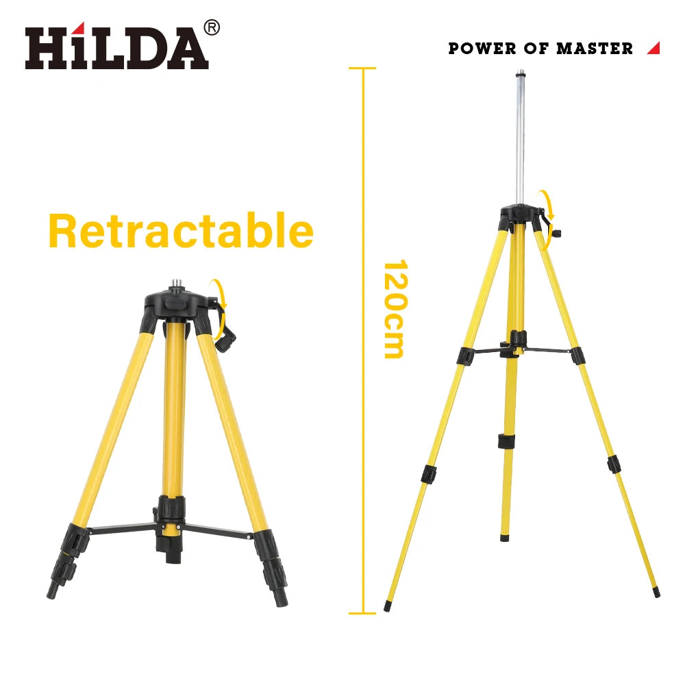 ANDRICOS Laser Level Tripod — HILDA 1.2M/1.5M Adjustable Ferroalloy Stand with 5/8 Inch Mount for Laser Levels, Cameras & Field Setup