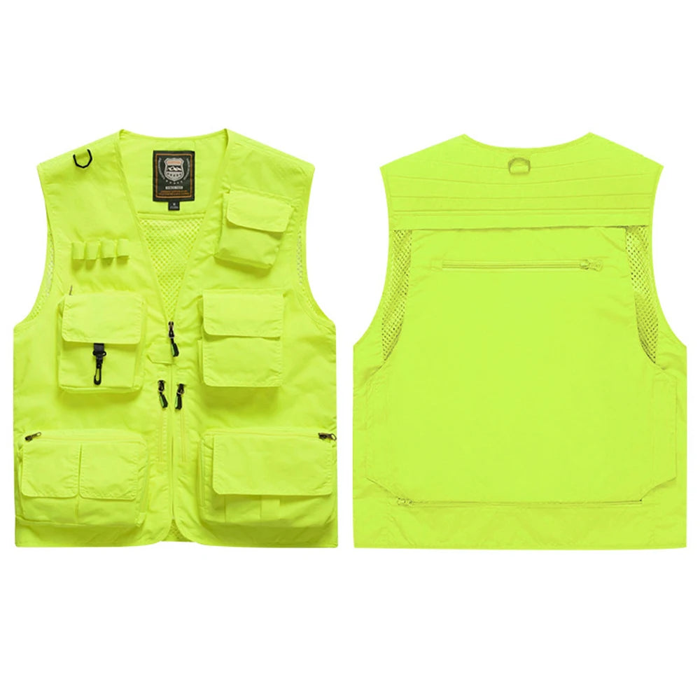 ANDRICOS High-Visibility Field Utility Vest — Multi-Pocket Reflective Workwear Vest for Surveying, Site Recording, Volunteers & Outdoor Field Tasks