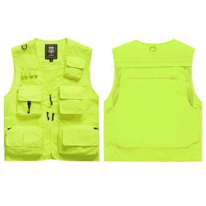ANDRICOS High-Visibility Field Utility Vest — Multi-Pocket Reflective Workwear Vest for Surveying, Site Recording, Volunteers & Outdoor Field Tasks