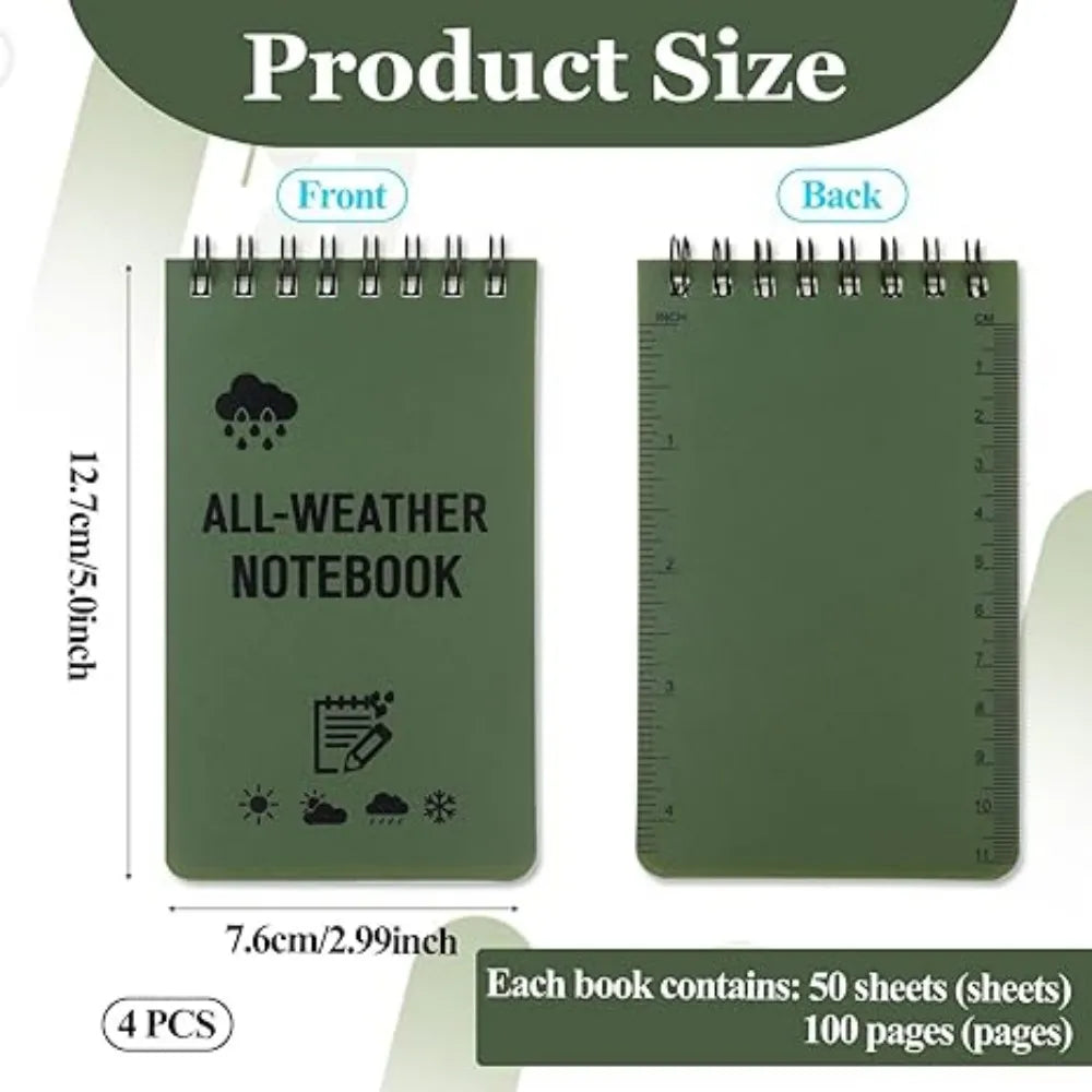 ANDRICOS Waterproof Pocket Field Notebook — 3x5 Inch Spiral Outdoor Notepad with Lined Pages, Stone Paper Sheets & Compact Site Recording Design