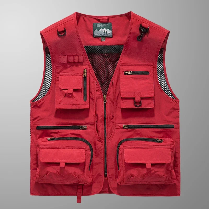 ANDRICOS Field Utility Vest — RONGKUN 14-Pocket Lightweight Mesh Sleeveless Workwear Vest for Photography, Fieldwork, Travel & Outdoor Carry