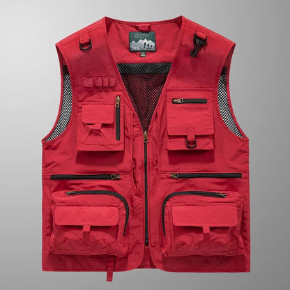 ANDRICOS Field Utility Vest — RONGKUN 14-Pocket Lightweight Mesh Sleeveless Workwear Vest for Photography, Fieldwork, Travel & Outdoor Carry
