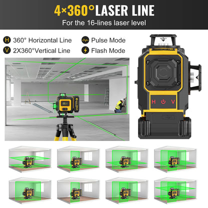 ANDRICOS 4D Laser Level Kit — CONENTOOL 16-Line Green Self-Leveling Laser with Tripod, 360° Rotation, Remote Control, 2 Batteries & Mounting Accessories