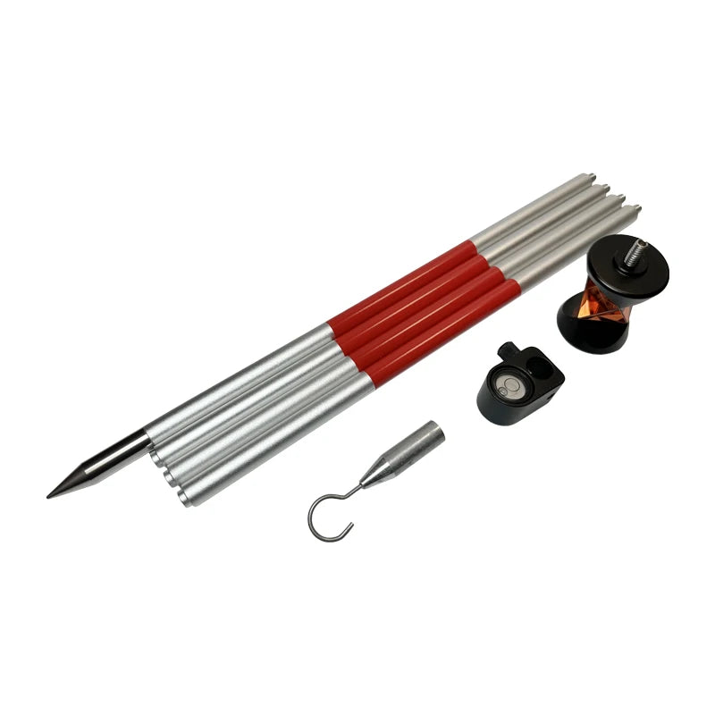 ANDRICOS 360° Mini Survey Prism Set — BMAD Reflective Prism for Swiss-Type Robotic Total Stations with 4 Poles, Bubble, Hook & Soft Carry Bag