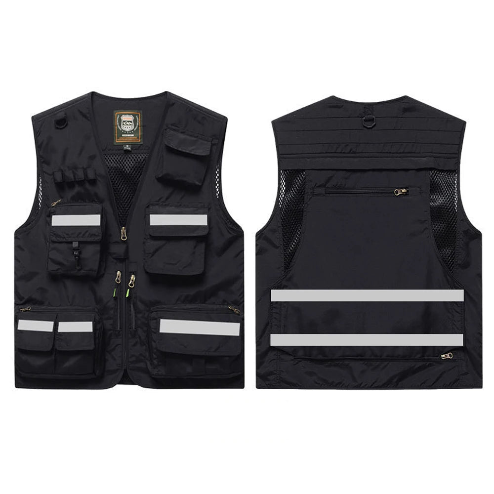 ANDRICOS High-Visibility Field Utility Vest — Multi-Pocket Reflective Workwear Vest for Surveying, Site Recording, Volunteers & Outdoor Field Tasks