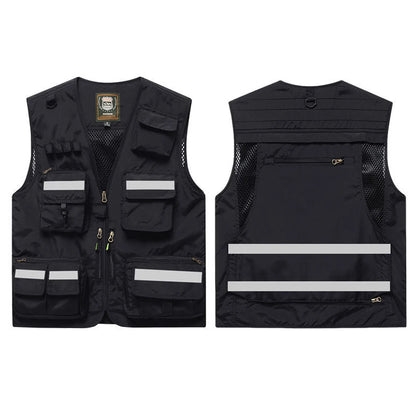 ANDRICOS High-Visibility Field Utility Vest — Multi-Pocket Reflective Workwear Vest for Surveying, Site Recording, Volunteers & Outdoor Field Tasks