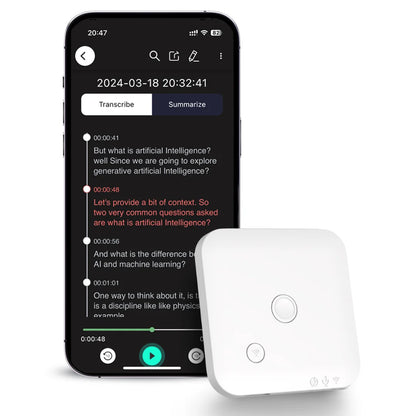 ANDRICOS AI Field Recorder — 64GB FoCase Rec CR1 Voice & Call Recorder with Speech-to-Text, AI Summaries, Translation Support, Dual Microphones & App File Management