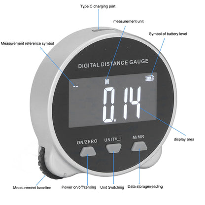 ANDRICOS Digital Rolling Tape Measure — Aramox Rechargeable Electronic Roller Ruler with LCD Display, 199.999M Range, Type-C Charging & Curve Measurement