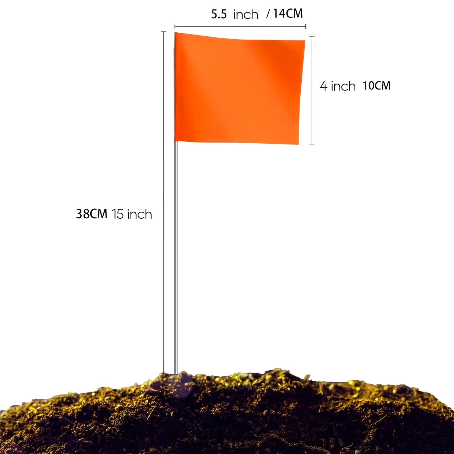 ANDRICOS Field Marker Flags — 50 PCS PVC Landmark Flags with Steel Wire Poles for Survey Layout, Site Marking, Positioning & Field Recording