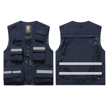 ANDRICOS High-Visibility Field Utility Vest — Multi-Pocket Reflective Workwear Vest for Surveying, Site Recording, Volunteers & Outdoor Field Tasks