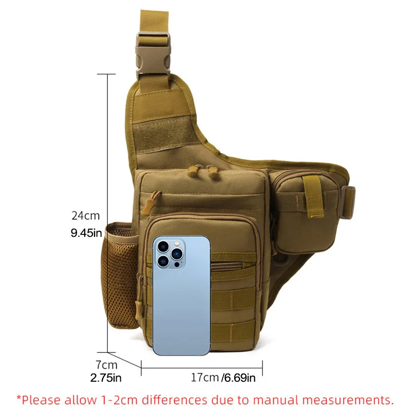 ANDRICOS Compact Field Sling Bag — Scione 600D Oxford Crossbody Chest Pouch with MOLLE Front, Bottle Pocket & Multi-Way Outdoor Carry