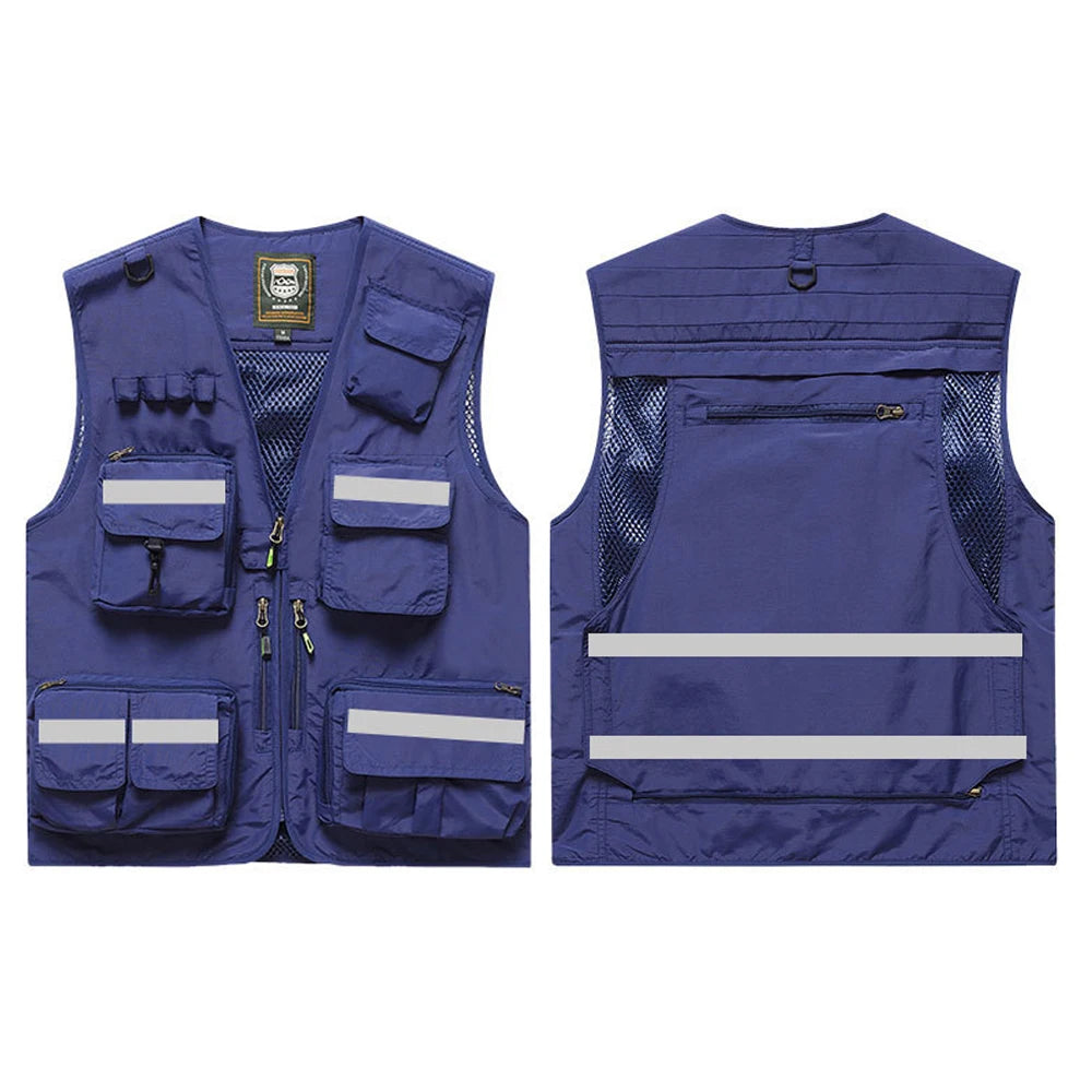 ANDRICOS High-Visibility Field Utility Vest — Multi-Pocket Reflective Workwear Vest for Surveying, Site Recording, Volunteers & Outdoor Field Tasks