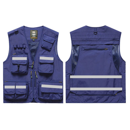 ANDRICOS High-Visibility Field Utility Vest — Multi-Pocket Reflective Workwear Vest for Surveying, Site Recording, Volunteers & Outdoor Field Tasks