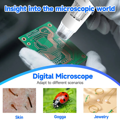 ANDRICOS Wireless Inspection Microscope — Dodosee XW1 50X-1600X WiFi Digital Microscope with 2MP Lens, 8 Adjustable LEDs, Type-C Charging & Phone/Tablet Support