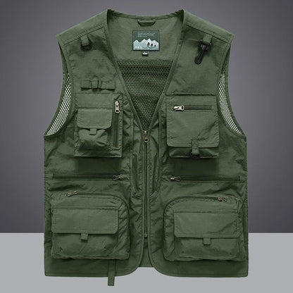 ANDRICOS Field Utility Vest — RONGKUN 14-Pocket Lightweight Mesh Sleeveless Workwear Vest for Photography, Fieldwork, Travel & Outdoor Carry