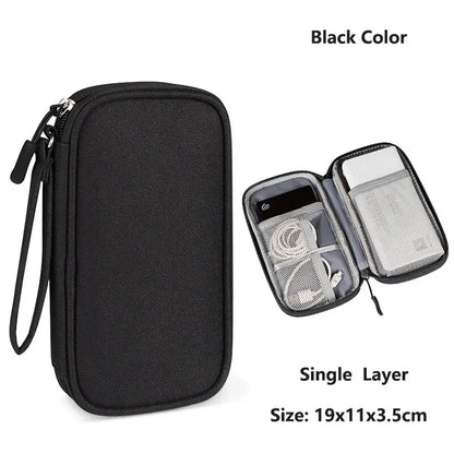 ANDRICOS Compact Electronics Organiser — AILEHKUO Waterproof-Style Nylon Travel Pouch for USB Cables, Chargers, Hard Drives & Digital Accessories