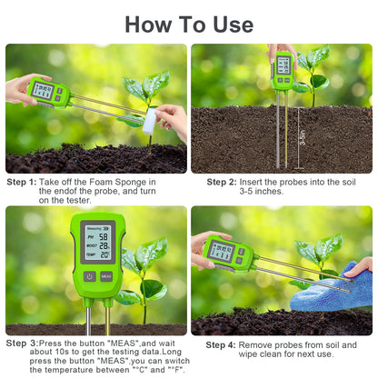 ANDRICOS Digital Soil Tester — INSOMA 3-in-1 LCD Soil Meter for pH, Moisture & Temperature with Backlight for Field, Garden & Environmental Checks
