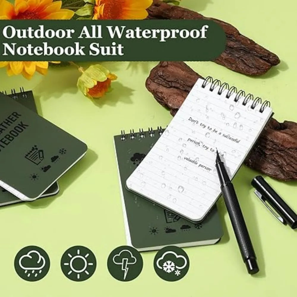 ANDRICOS Waterproof Pocket Field Notebook — 3x5 Inch Spiral Outdoor Notepad with Lined Pages, Stone Paper Sheets & Compact Site Recording Design
